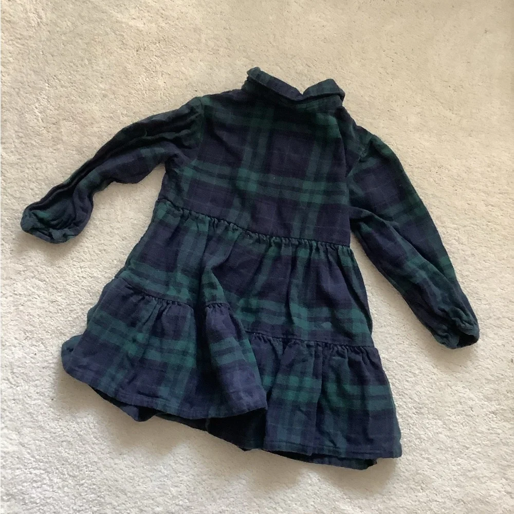 Old Navy Kids Plaid Dress Green and Blue 2T Button Flannel Long Sleeve